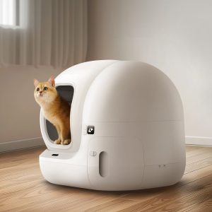 PETKIT PuraMax 2 automatic litter box with a cat at the entrance