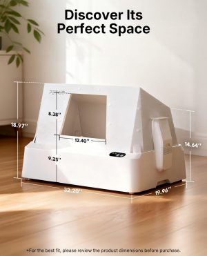 Manufacturer Crystal Duo Covered dimension diagram: assembled length 32.20 in, width 19.96 in and height 18.97 in; opening 12.40 in wide by 8.38 in high; front-panel height 9.25 in and rear side height 14.64 in. These are the gallery diagram labels; the text-page dimensions differ.